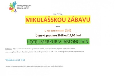 Pozvánka na Mikulášskou zábavu 2018